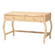 bali & pari Dalida Natural Rattan Writing Desk with Two Drawers